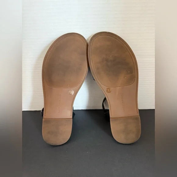 LUCKY BRAND Kimaya Black Leather Ankle-Strap Comfort Flat Open Toe Sandals 7.5 M - Picture 7 of 12